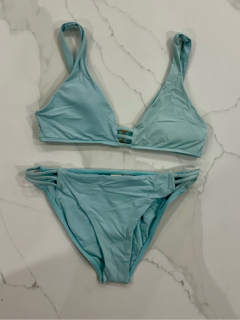 Light Blue Women's Bikini Set - Triangle Top & Strappy Bottom L*space